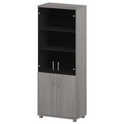 Стеллаж высокий закрытый с стеклянными фасадами Аргентум «НТ-580;НТ-600.2;НТ-601.2стл» Лиственница