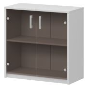 Стеллаж низкий с тонированным стеклом Арго А-302/А-стл302тон Белый