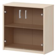 Стеллаж низкий с тонированным стеклом Арго А-302/А-стл302тон Бук