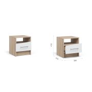 Тумба прикроватная «Антария» (2шт) Сонома/белый