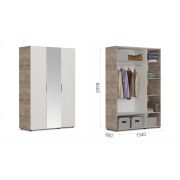 Шкаф «Джулия» 3дв с зеркалом Крафт серый/белый глянец