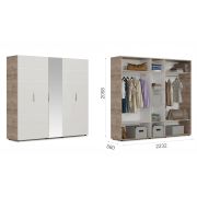 Шкаф «Джулия» 5дв с одним зеркалом Крафт серый/белый глянец