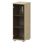 Стеллаж низкий узкий закрытый со стеклянным фасадом Аргентум «НТ-440;НТ-601стл» Баттл Рок